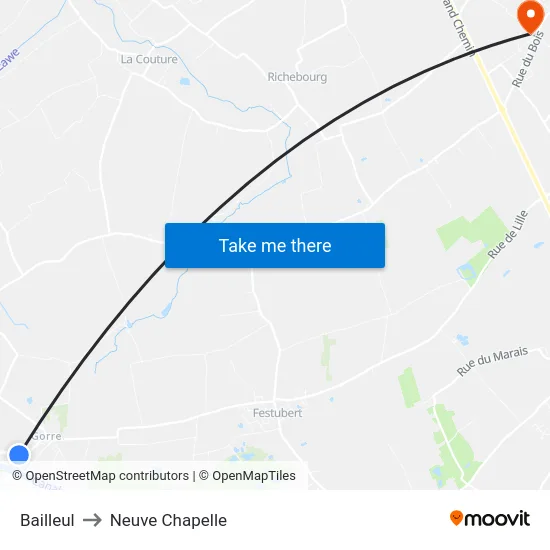 Bailleul to Neuve Chapelle map