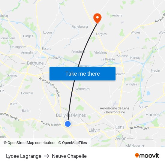 Lycee Lagrange to Neuve Chapelle map