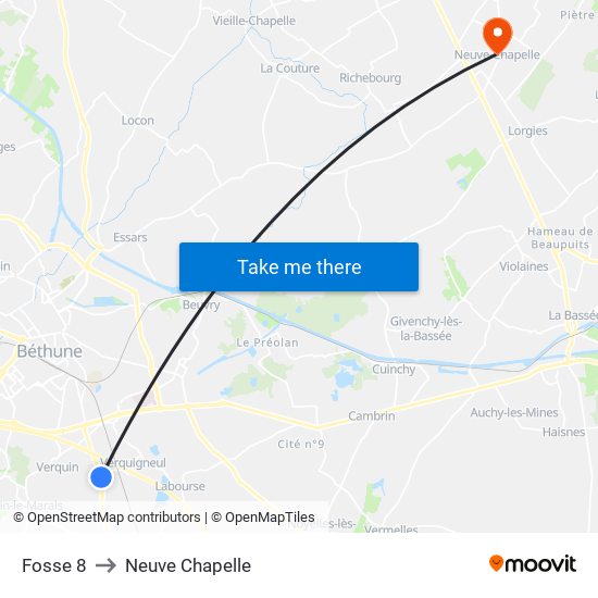 Fosse 8 to Neuve Chapelle map