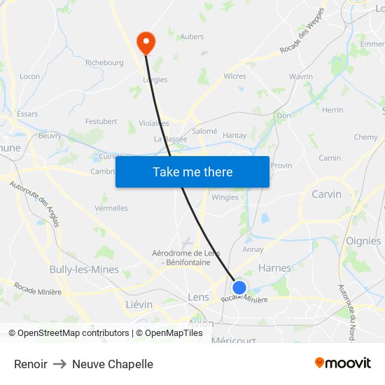 Renoir to Neuve Chapelle map