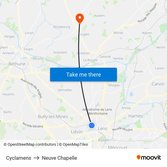 Cyclamens to Neuve Chapelle map