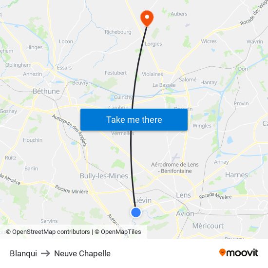 Blanqui to Neuve Chapelle map