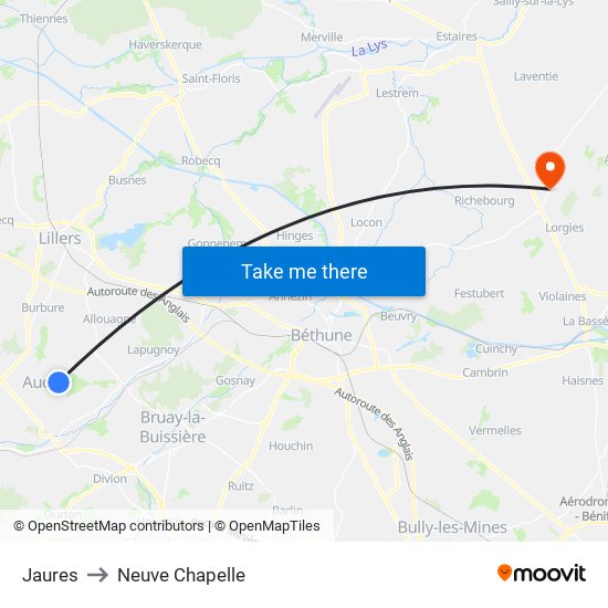 Jaures to Neuve Chapelle map
