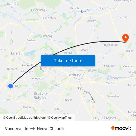 Vandervelde to Neuve Chapelle map