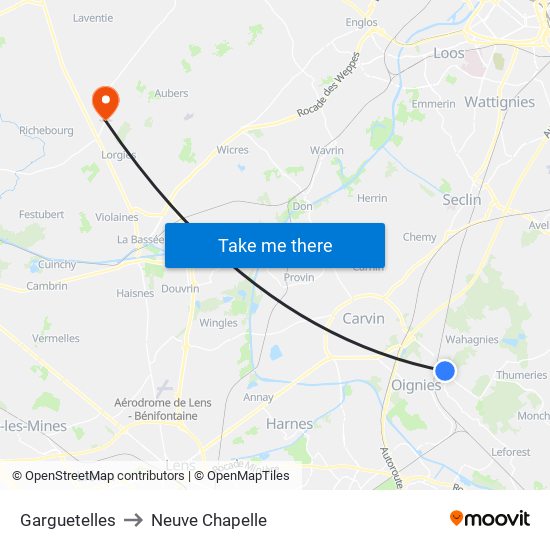 Garguetelles to Neuve Chapelle map