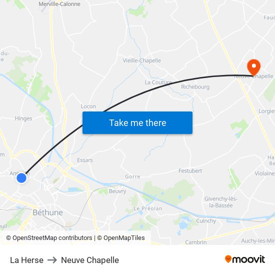 La Herse to Neuve Chapelle map