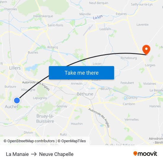 La Manaie to Neuve Chapelle map