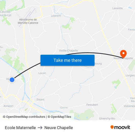Ecole Maternelle to Neuve Chapelle map