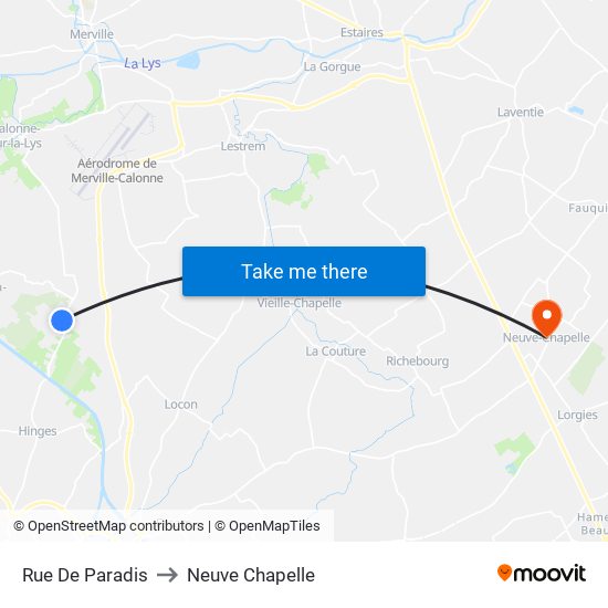 Rue De Paradis to Neuve Chapelle map