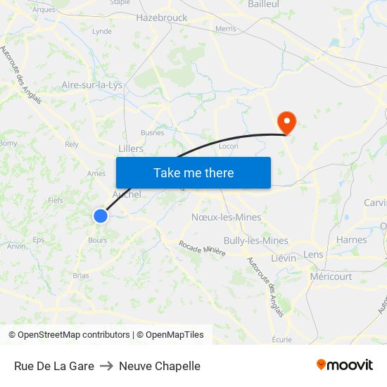 Rue De La Gare to Neuve Chapelle map