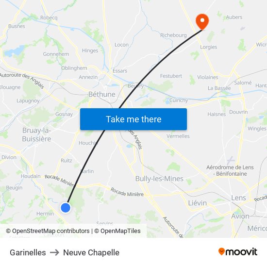 Garinelles to Neuve Chapelle map