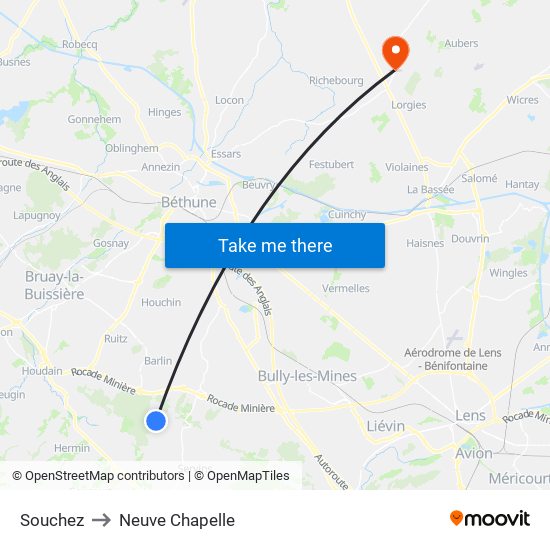 Souchez to Neuve Chapelle map