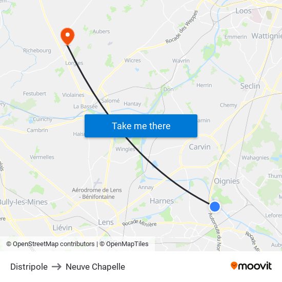 Distripole to Neuve Chapelle map