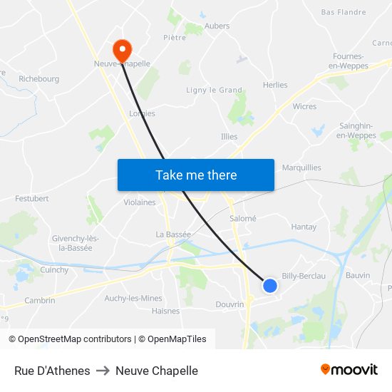 Rue D'Athenes to Neuve Chapelle map