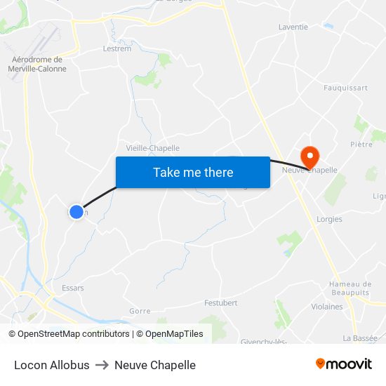 Locon Allobus to Neuve Chapelle map