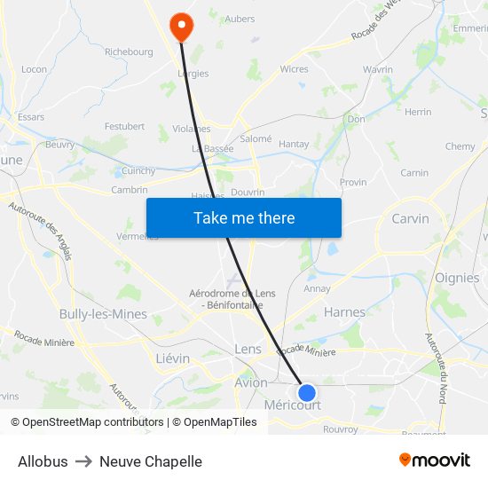 Allobus to Neuve Chapelle map