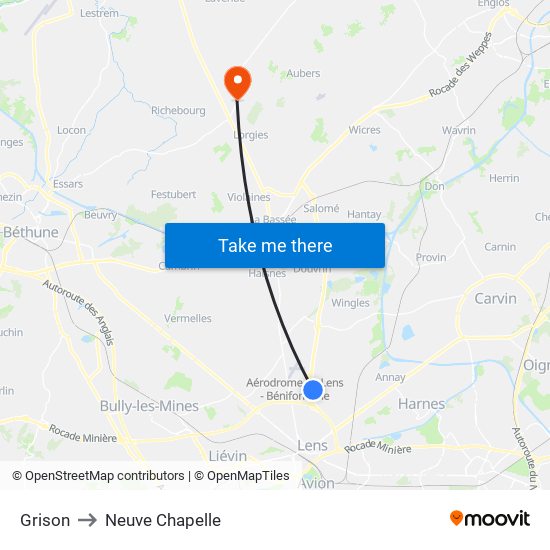 Grison to Neuve Chapelle map