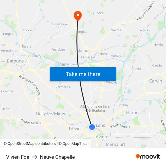 Vivien Foe to Neuve Chapelle map