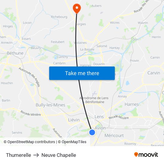 Thumerelle to Neuve Chapelle map