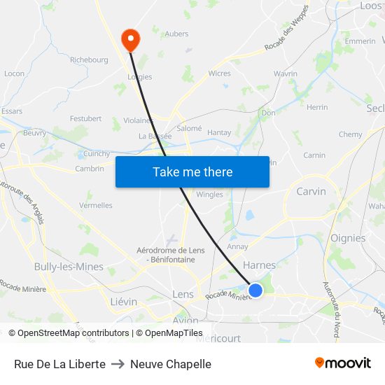 Rue De La Liberte to Neuve Chapelle map