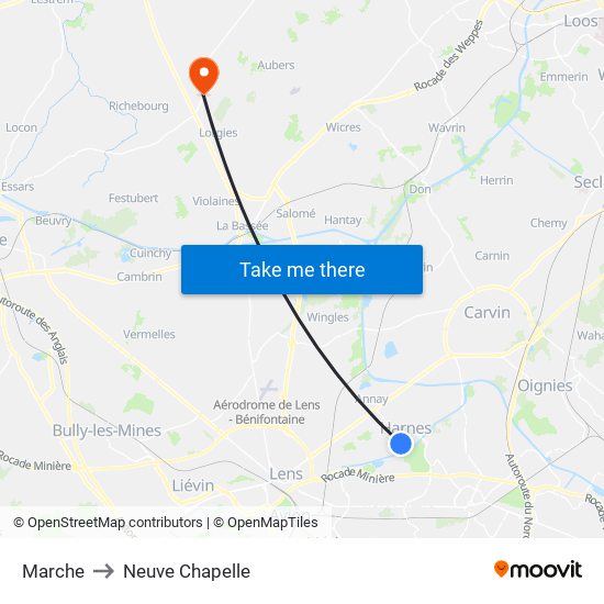Marche to Neuve Chapelle map