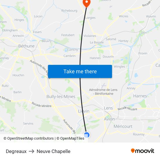 Degreaux to Neuve Chapelle map