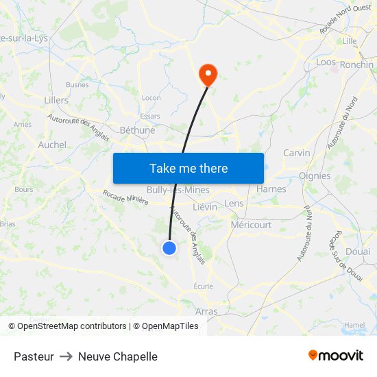 Pasteur to Neuve Chapelle map