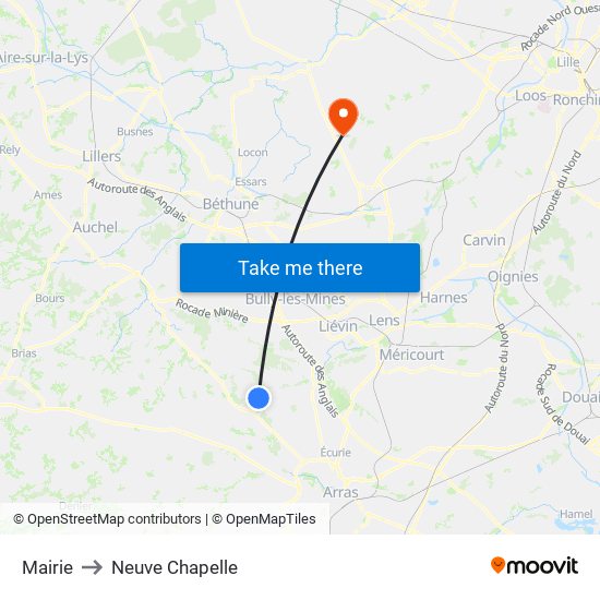 Mairie to Neuve Chapelle map