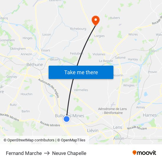 Fernand Marche to Neuve Chapelle map