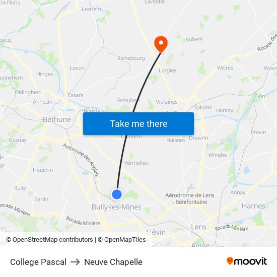 College Pascal to Neuve Chapelle map