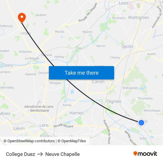 College Duez to Neuve Chapelle map