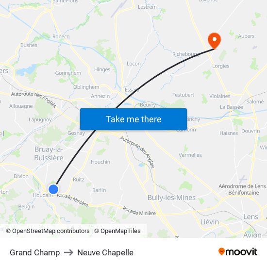 Grand Champ to Neuve Chapelle map