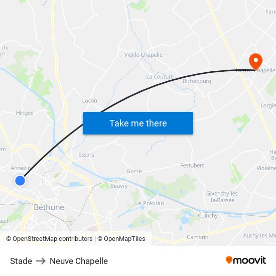 Stade to Neuve Chapelle map