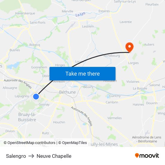 Salengro to Neuve Chapelle map