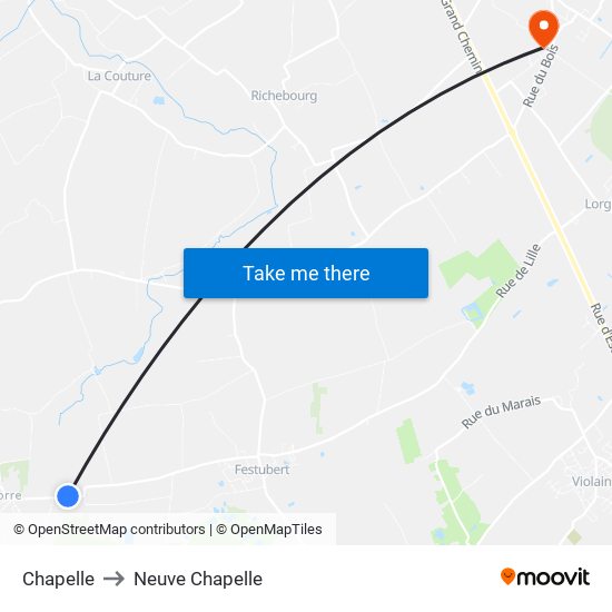 Chapelle to Neuve Chapelle map