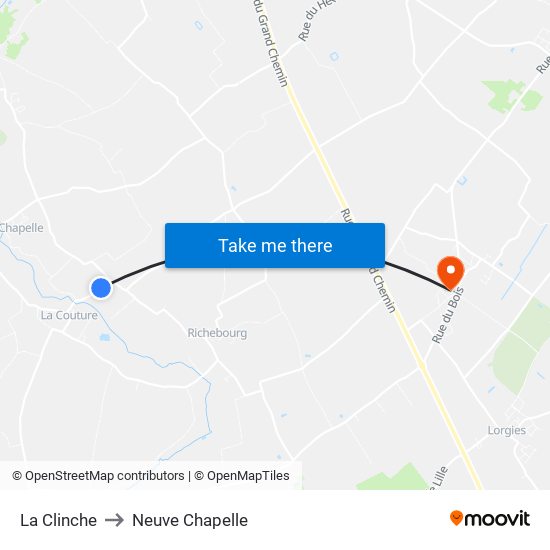 La Clinche to Neuve Chapelle map