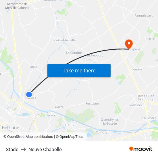 Stade to Neuve Chapelle map