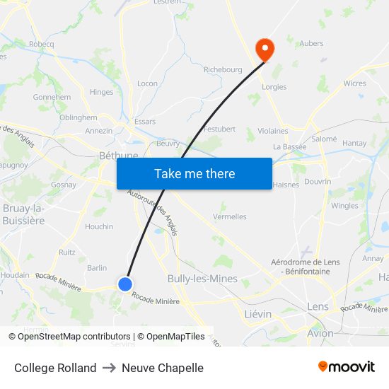 College Rolland to Neuve Chapelle map