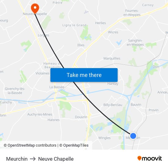 Meurchin to Neuve Chapelle map