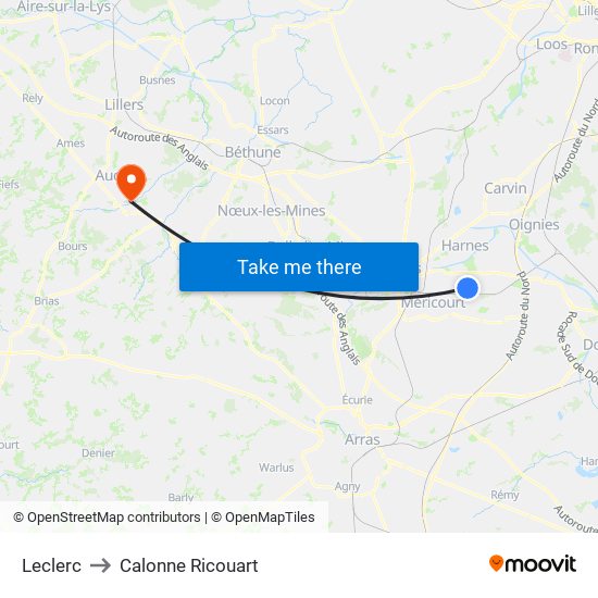 Leclerc to Calonne Ricouart map