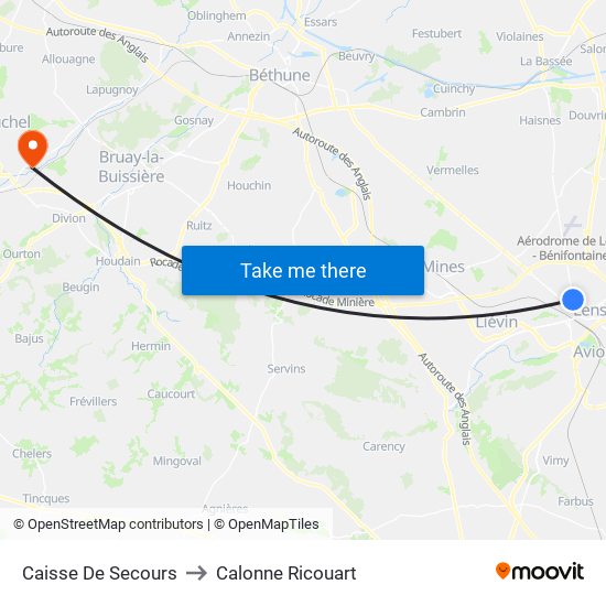 Caisse De Secours to Calonne Ricouart map