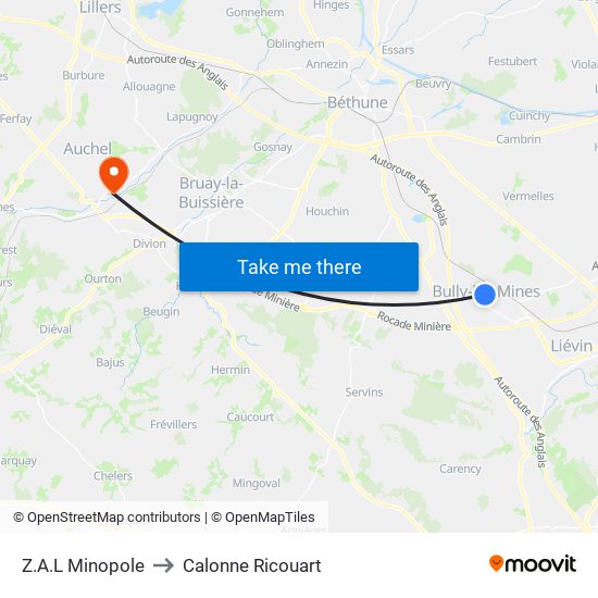 Z.A.L Minopole to Calonne Ricouart map