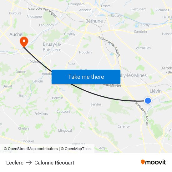 Leclerc to Calonne Ricouart map