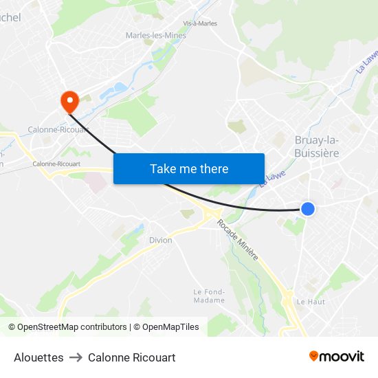 Alouettes to Calonne Ricouart map