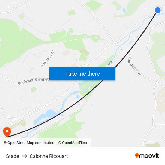 Stade to Calonne Ricouart map