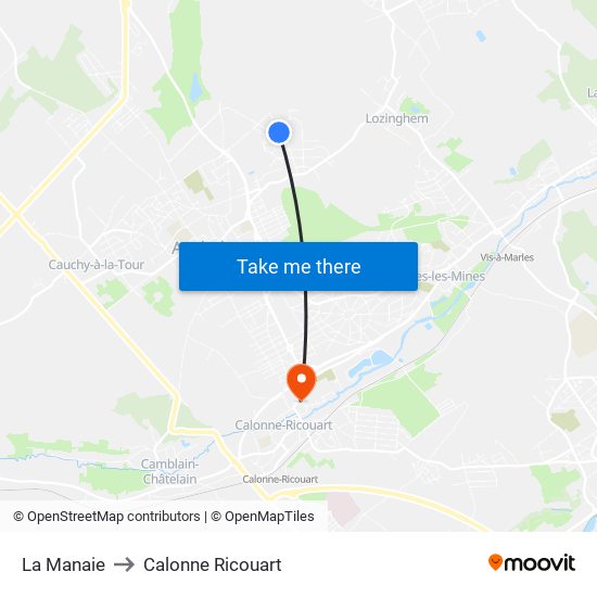 La Manaie to Calonne Ricouart map
