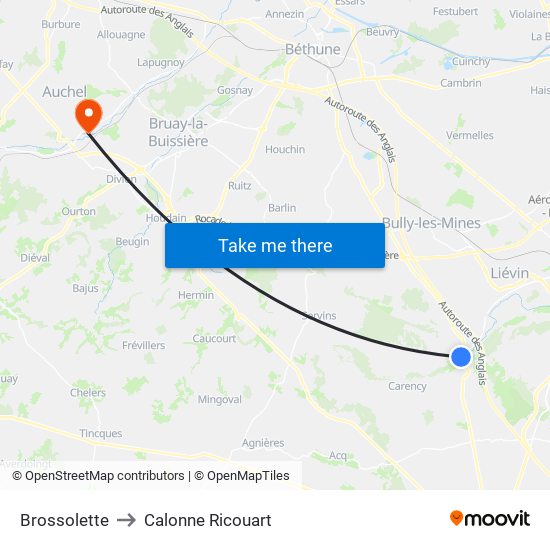 Brossolette to Calonne Ricouart map