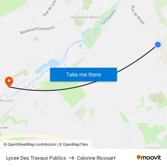 Lycee Des Travaux Publics to Calonne Ricouart map