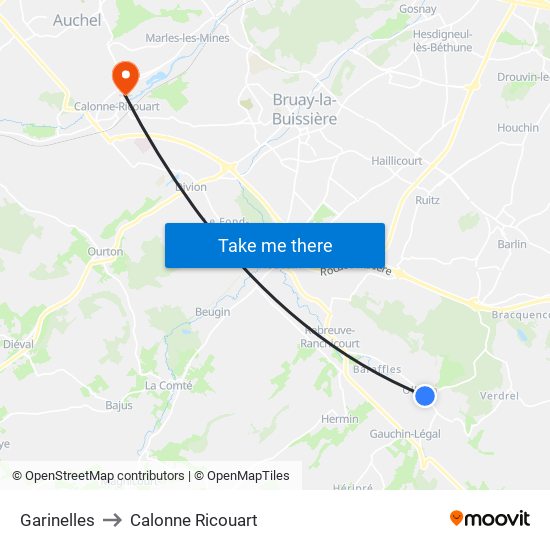 Garinelles to Calonne Ricouart map