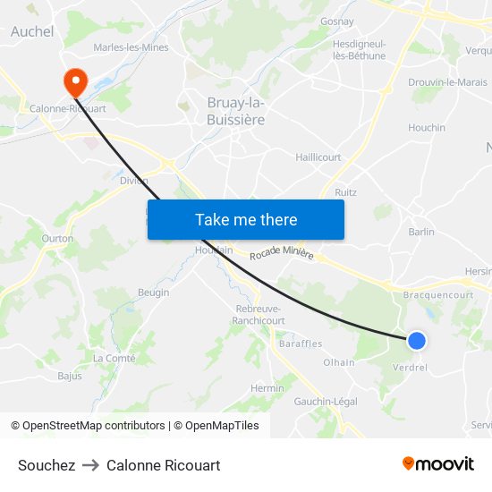 Souchez to Calonne Ricouart map